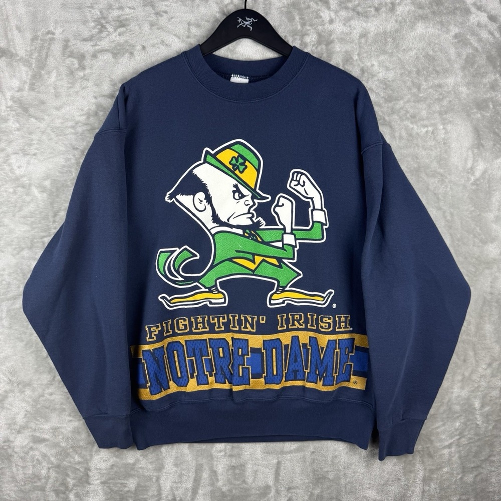 Vintage Salem Notre‎ Dame AOP Fighting Irish Crewneck Sweatshirt Mens XL 90s USA